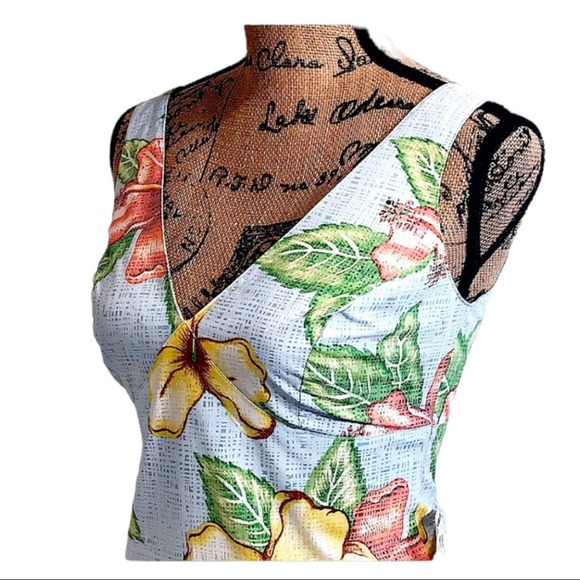 TOES ON THE NOSE🏄🏽‍♀️🏄🏽‍♀️Light blue, coral & yellow Hibiscus Sundress NWT SZ S - Picture 8 of 15